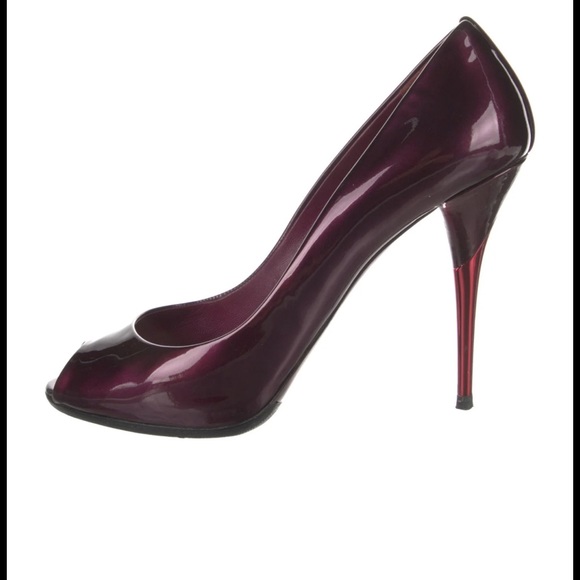 MIU MIU patent leather pump open toe maroon burgundy 39 designer